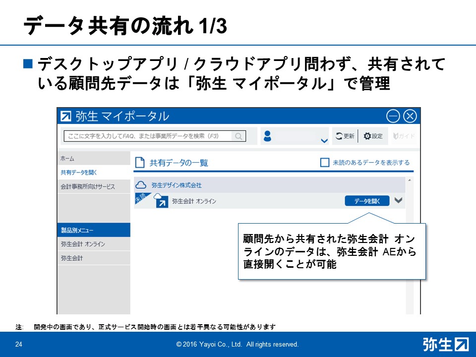 共有されている顧問先のデータはマイポータルで一括管理