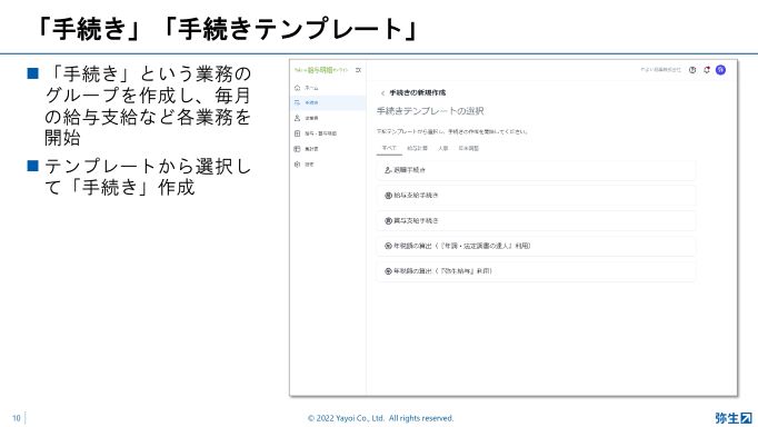 「手続き」「手続きテンプレート」
