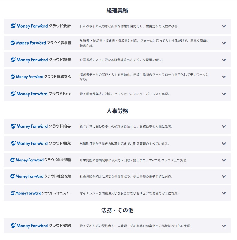 マネーフォワード_プロダクトラインナップ